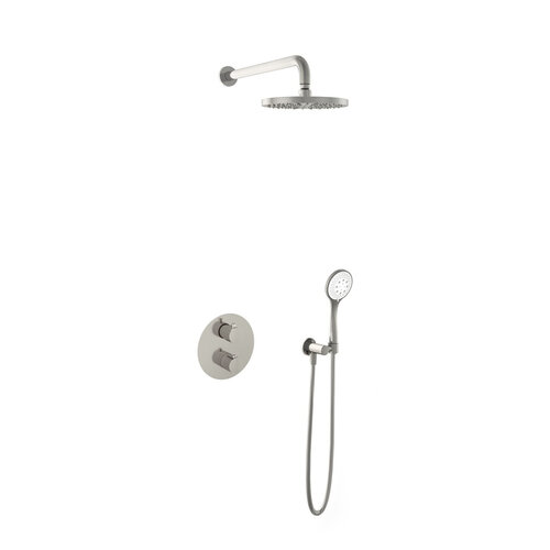 HotBath Hotbath Get together Regendoucheset IBS1A | Geborsteld nikkel | 3 Standen Handdouche | 20cm Hoofddouche | Wandarm 35cm | Handdouche met wandhouder