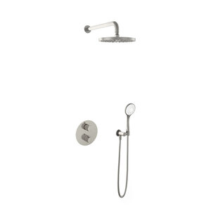 Hotbath Get together Regendoucheset IBS1A | Geborsteld nikkel | 3 Standen Handdouche | 25cm Hoofddouche | Wandarm 35cm | Handdouche met wandhouder