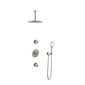 Hotbath Get together Regendoucheset IBS1 | Geborsteld nikkel | 3 Standen Handdouche | 30cm Hoofddouche | Plafondbuis 15cm | Handdouche met wandhouder