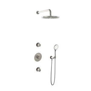 Hotbath Get together Regendoucheset IBS1 | Geborsteld nikkel | 3 Standen Handdouche | 30cm Hoofddouche | Wandarm 35cm | Handdouche met wandhouder