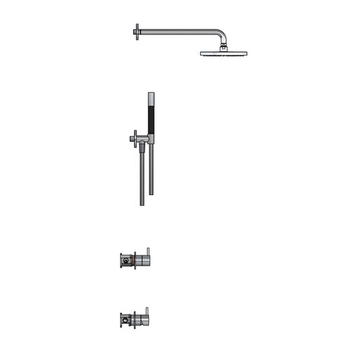 HotBath Hotbath Get together Regendoucheset IBS21 | Chroom | Staaf handdouche | 20cm Hoofddouche | Wandarm 35cm | Handdouche met wandhouder