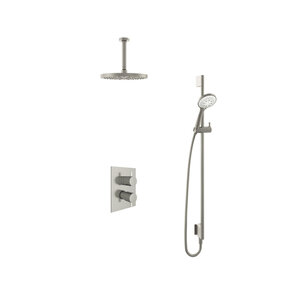 Hotbath Get together Regendoucheset IBS2A | Geborsteld nikkel | 3 Standen Handdouche | 25cm Hoofddouche | Plafondbuis 15cm | Handdouche met glijstang