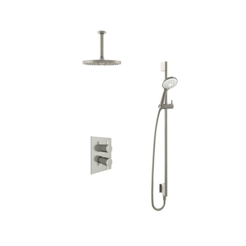 HotBath Hotbath Get together Regendoucheset IBS2A | Geborsteld nikkel | 3 Standen Handdouche | 25cm Hoofddouche | Plafondbuis 15cm | Handdouche met glijstang