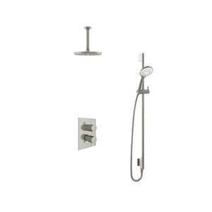 Hotbath Get together Regendoucheset IBS2A | Geborsteld nikkel | 3 Standen Handdouche | 20cm Hoofddouche | Plafondbuis 15cm | Handdouche met glijstang