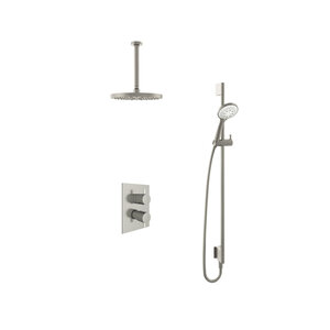 Hotbath Get together Regendoucheset IBS2A | Geborsteld nikkel | 3 Standen Handdouche | 25cm Hoofddouche | Plafondbuis 30cm | Handdouche met glijstang