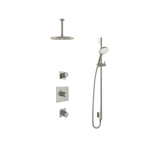 Hotbath Get together Regendoucheset IBS2 | Geborsteld nikkel | 3 Standen Handdouche | 25cm Hoofddouche | Plafondbuis 15cm | Handdouche met glijstang