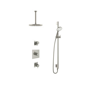 Hotbath Get together Regendoucheset IBS2 | Geborsteld nikkel | 3 Standen Handdouche | 25cm Hoofddouche | Plafondbuis 30cm | Handdouche met glijstang