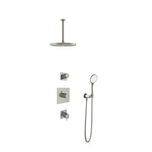 Hotbath Get together Regendoucheset IBS2 | Geborsteld nikkel | 3 Standen Handdouche | 30cm Hoofddouche | Plafondbuis 30cm | Handdouche met wandhouder