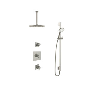 Hotbath Get together Regendoucheset IBS2 | Geborsteld nikkel | 3 Standen Handdouche | 30cm Hoofddouche | Plafondbuis 30cm | Handdouche met glijstang