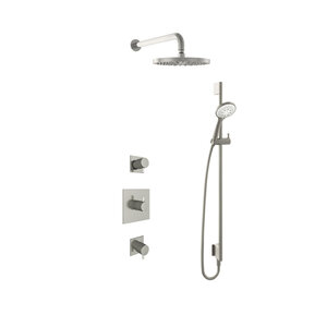 Hotbath Get together Regendoucheset IBS2 | Geborsteld nikkel | 3 Standen Handdouche | 25cm Hoofddouche | Wandarm 35cm | Handdouche met glijstang