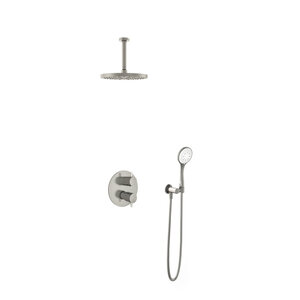 Hotbath Get together Regendoucheset IBS2RA | Geborsteld nikkel | 3 Standen Handdouche | 25cm Hoofddouche | Plafondbuis 15cm | Handdouche met wandhouder