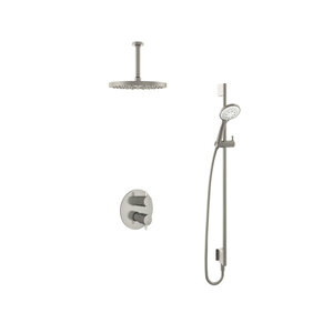 Hotbath Get together Regendoucheset IBS2RA | Geborsteld nikkel | 3 Standen Handdouche | 30cm Hoofddouche | Plafondbuis 15cm | Handdouche met glijstang