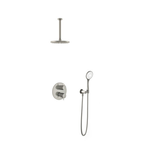 HotBath Hotbath Get together Regendoucheset IBS2RA | Geborsteld nikkel | 3 Standen Handdouche | 20cm Hoofddouche | Plafondbuis 30cm | Handdouche met wandhouder