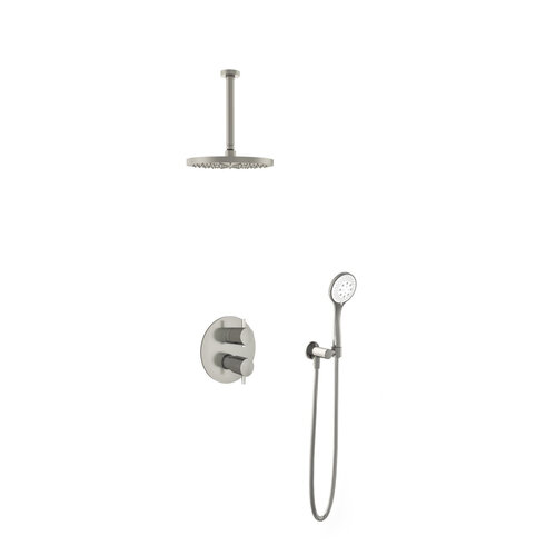 HotBath Hotbath Get together Regendoucheset IBS2RA | Geborsteld nikkel | 3 Standen Handdouche | 25cm Hoofddouche | Plafondbuis 30cm | Handdouche met wandhouder