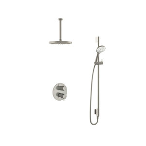 Hotbath Get together Regendoucheset IBS2RA | Geborsteld nikkel | 3 Standen Handdouche | 25cm Hoofddouche | Plafondbuis 30cm | Handdouche met glijstang