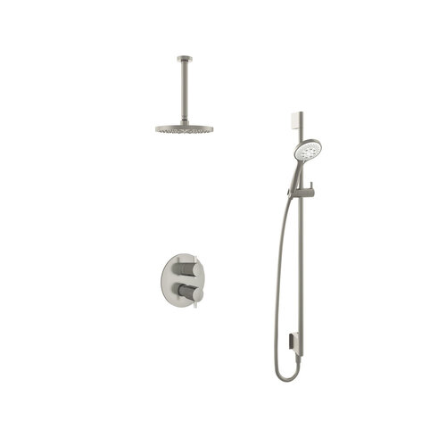 HotBath Hotbath Get together Regendoucheset IBS2RA | Geborsteld nikkel | 3 Standen Handdouche | 20cm Hoofddouche | Plafondbuis 30cm | Handdouche met glijstang