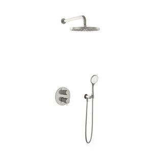 Hotbath Get together Regendoucheset IBS2RA | Geborsteld nikkel | 3 Standen Handdouche | 30cm Hoofddouche | Wandarm 35cm | Handdouche met wandhouder