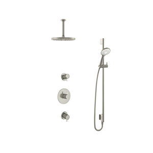 Hotbath Get together Regendoucheset IBS2R | Geborsteld nikkel | 3 Standen Handdouche | 25cm Hoofddouche | Plafondbuis 15cm | Handdouche met glijstang