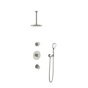 Hotbath Get together Regendoucheset IBS2R | Geborsteld nikkel | 3 Standen Handdouche | 20cm Hoofddouche | Plafondbuis 30cm | Handdouche met wandhouder