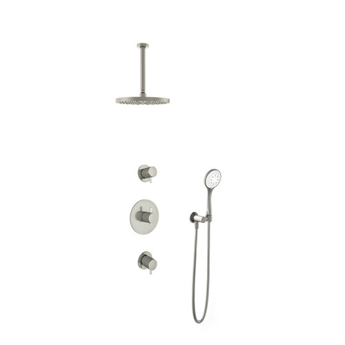 HotBath Hotbath Get together Regendoucheset IBS2R | Geborsteld nikkel | 3 Standen Handdouche | 25cm Hoofddouche | Plafondbuis 30cm | Handdouche met wandhouder