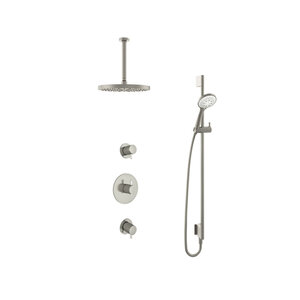 Hotbath Get together Regendoucheset IBS2R | Geborsteld nikkel | 3 Standen Handdouche | 30cm Hoofddouche | Plafondbuis 30cm | Handdouche met glijstang