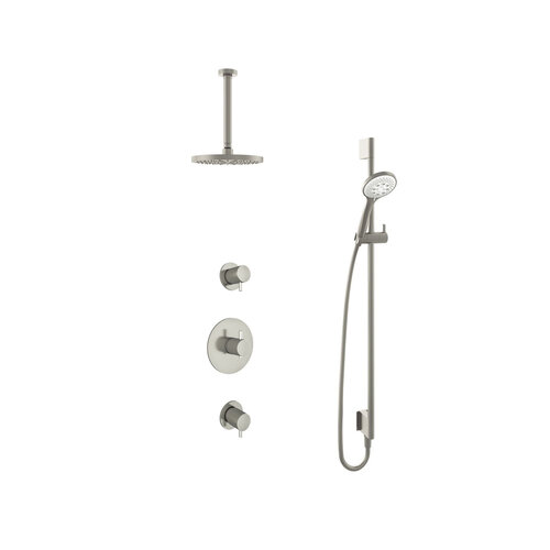 HotBath Hotbath Get together Regendoucheset IBS2R | Geborsteld nikkel | 3 Standen Handdouche | 20cm Hoofddouche | Plafondbuis 30cm | Handdouche met glijstang