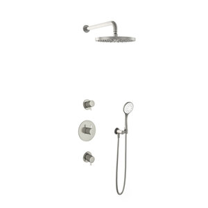 Hotbath Get together Regendoucheset IBS2R | Geborsteld nikkel | 3 Standen Handdouche | 30cm Hoofddouche | Wandarm 35cm | Handdouche met wandhouder