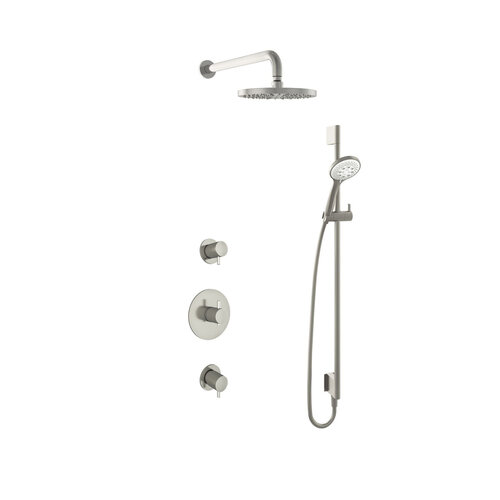 HotBath Hotbath Get together Regendoucheset IBS2R | Geborsteld nikkel | 3 Standen Handdouche | 20cm Hoofddouche | Wandarm 35cm | Handdouche met glijstang