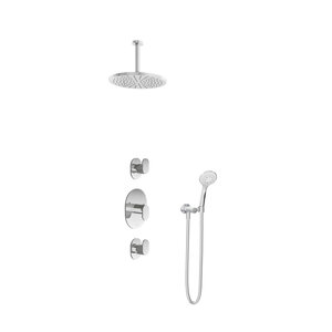 Hotbath Get together Regendoucheset IBS5 | Chroom | 3 Standen Handdouche | 30cm Hoofddouche | Plafondbuis 15cm | Handdouche met wandhouder