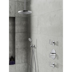 Hotbath Get together Regendoucheset IBS5A | Geborsteld nikkel | 3 Standen Handdouche | 20cm Hoofddouche | Plafondbuis 30cm | Handdouche met wandhouder