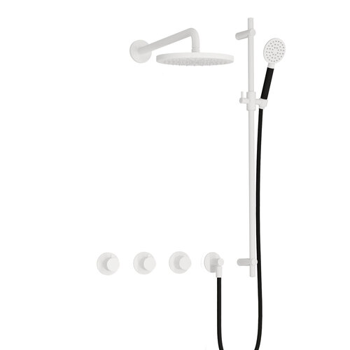 Hotbath Cobber Regendoucheset IBS70 | Mat Wit | Ronde handdouche | 20cm Hoofddouche | Wandarm | Handouche met glijstang HotBath Hotbath Cobber Regendoucheset IBS70 | Mat Wit | Ronde handdouche | 20cm Hoofddouche | Wandarm | Handouche met glijstang