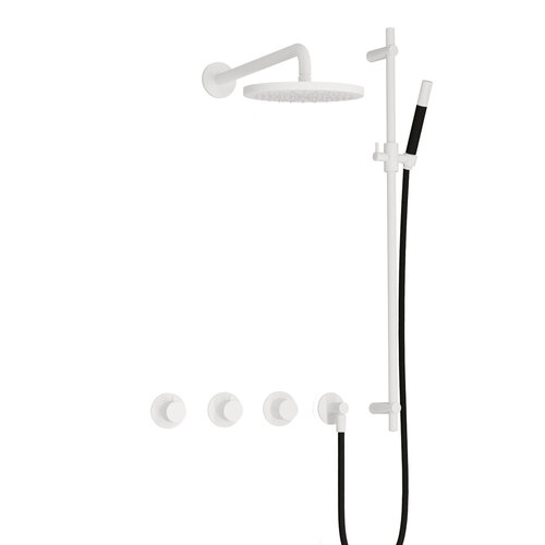 Hotbath Cobber Regendoucheset IBS70 | Mat Wit | Staaf handdouche | 20cm Hoofddouche | Wandarm | Handouche met glijstang HotBath Hotbath Cobber Regendoucheset IBS70 | Mat Wit | Staaf handdouche | 20cm Hoofddouche | Wandarm | Handouche met glijstang