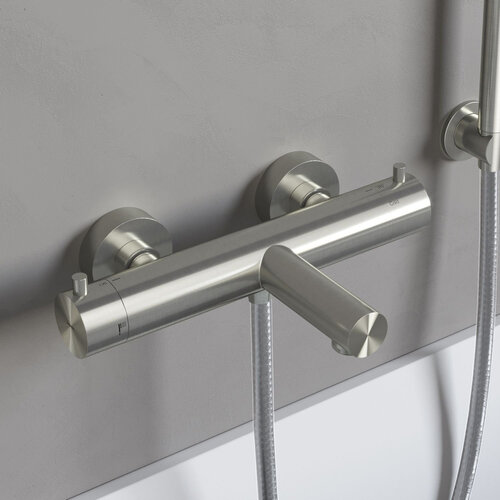 HotBath Archie thermostatische badmengkraan met uitloop RVS HotBath HotBath Archie thermostatische badmengkraan met uitloop RVS