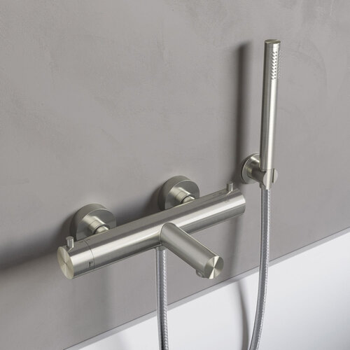 HotBath Archie thermostatische badmengkraan met uitloop RVS HotBath HotBath Archie thermostatische badmengkraan met uitloop RVS