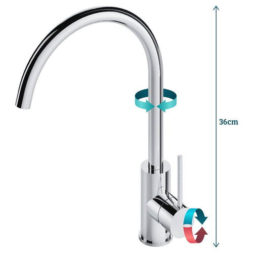 HotBath Cobber Opbouw keukenmengkraan met draaibare U-uitloop Mat wit HotBath HotBath Cobber Opbouw keukenmengkraan met draaibare U-uitloop Mat wit