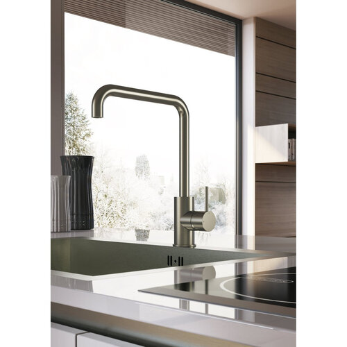 HotBath Cobber Opbouw keukenmengkraan met draaibare L-uitloop Geborsteld messing PVD HotBath HotBath Cobber Opbouw keukenmengkraan met draaibare L-uitloop Geborsteld messing PVD