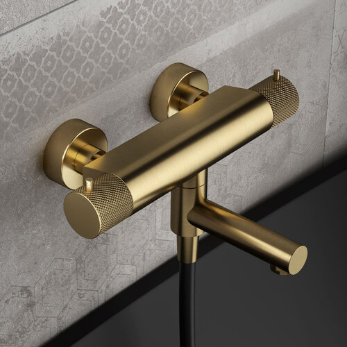 HotBath Cobber X thermostatische badmengkraan Geborsteld messing pvd HotBath HotBath Cobber X thermostatische badmengkraan Geborsteld messing pvd