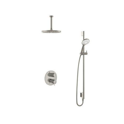 HotBath Hotbath Get together Regendoucheset IBS2RA | Geborsteld nikkel | 3 Standen Handdouche | 25cm Hoofddouche | Plafondbuis 15cm | Handdouche met glijstang