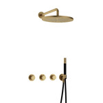 Hotbath Cobber Regendoucheset IBS70 | Geborsteld Messing | Staaf handdouche | 30cm Hoofddouche | Wandarm | Handouche met wandhouder HotBath Hotbath Cobber Regendoucheset IBS70 | Geborsteld Messing | Staaf handdouche | 30cm Hoofddouche | Wandarm | Handouche met wandhouder