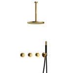 Hotbath Cobber Regendoucheset IBS70 | Geborsteld Messing PVD | Staaf handdouche | 30cm Hoofddouche | 30cm Plafondbuis | Handouche met wandhouder HotBath Hotbath Cobber Regendoucheset IBS70 | Geborsteld Messing PVD | Staaf handdouche | 30cm Hoofddouche | 30cm Plafondbuis | Handouche met wandhouder