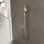 HotBath HotBath Cobber glijstang 90cm met wandaansluitbocht 150cm doucheslang en ronde handdouche messing Gepolijst