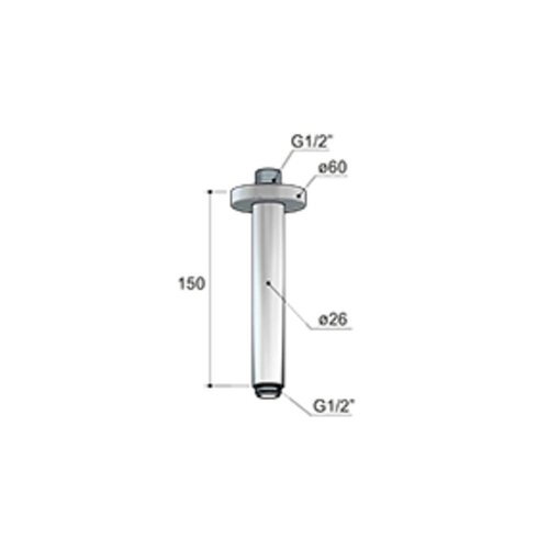 HotBath HotBath Mate plafondarm rond 15cm nikkel Geborsteld