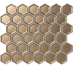 The Mosaic Factory Barcelona mozaïektegel 5.1x5.9x0.6cm voor wand binnen en buiten vorstbestendig hexagon brons metallic met rand per matje The mosaic factory The Mosaic Factory Barcelona mozaïektegel 5.1x5.9x0.6cm voor wand binnen en buiten vorstbestendig hexagon brons metallic met rand per matje