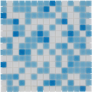 The Mosaic Factory Amsterdam mozaïektegel 2x2x0.4cm voor wand en vloer voor binnen en buiten vierkant Glas Licht Blauw Mix
