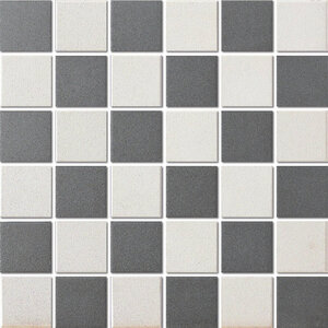 The Mosaic Factory London mozaïektegel 4.8x4.8x0.6cm voor vloer voor binnen en buiten vierkant Keramiek Dambord Mix Super wit en zwart