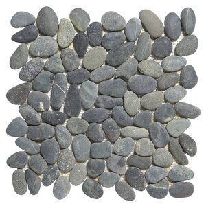 The Mosaic Factory Natural Stone mozaïektegel 30x30cm voor wand en vloer voor binnen en buiten riviersteen donker grijs