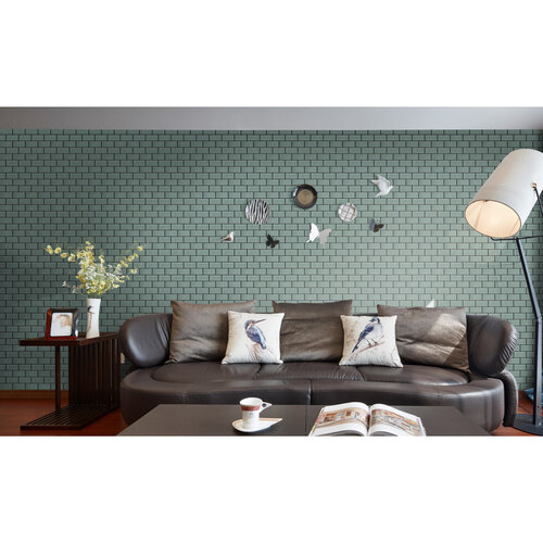 The Mosaic Factory Paris mozaiëktegel 4,5x9,5x0,65cm rechthoek geglazuurd porselein wand bekleding voor binnen en buiten vorstbestendig glanzend groen grijs The mosaic factory The Mosaic Factory Paris mozaiëktegel 4,5x9,5x0,65cm rechthoek geglazuurd porselein wand bekleding voor binnen en buiten vorstbestendig glanzend groen grijs