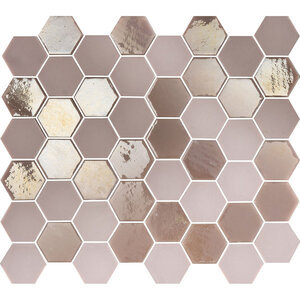 The Mosaic Factory Valencia mozaïektegel 4.3x4.9x0.5cm hexagon roze mat en glans voor wand en vloer en voor binnen en buiten vorstbestendig