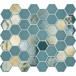 The Mosaic Factory Valencia mozaïektegel 4.3x4.9x0.5cm hexagon turquoise mat en glans voor wand en vloer en voor binnen en buiten vorstbestendig The mosaic factory The Mosaic Factory Valencia mozaïektegel 4.3x4.9x0.5cm hexagon turquoise mat en glans voor wand en vloer en voor binnen en buiten vorstbestendig