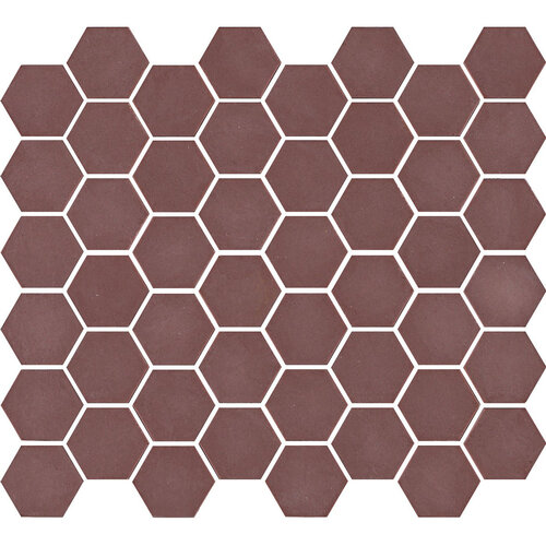 The mosaic factory The Mosaic Factory Valencia mozaïektegel 4.3x4.9x0.5cm hexagon bordeaux mat voor wand en vloer en voor binnen en buiten vorstbestendig